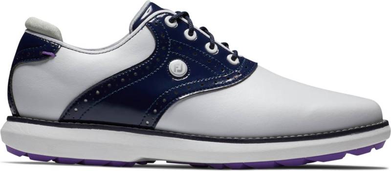 Footjoy Traditions Vandtætte Dame Golfsko Uden Spikes - White/Navy/Purple - Str. 40 1/2 Normal