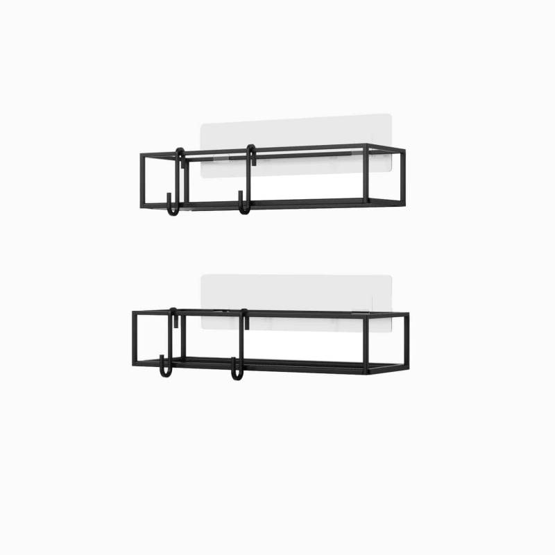 Selvklæbende Hylder I Metal, Sæt Med 2 Stk. (2 Farver) - Sort - 32,3cm X 11,7cm X 6,3cm - Joanna - Umbra