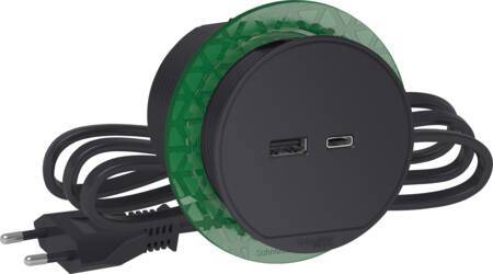 Schneider Electric Unica+ Bordstikkontakt Enkelt Med Usb A/C, Koksgr