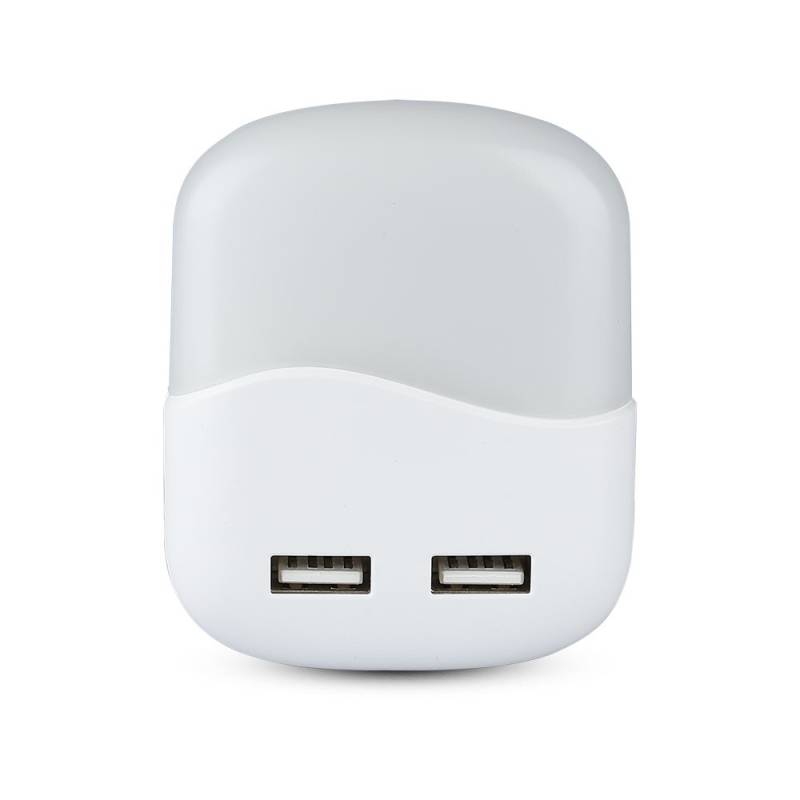 0,45w Natlys Led (eu Stik) Med Usb Samsung Chip 3000k - Firkantet - Kulør : Varm - V-Tac