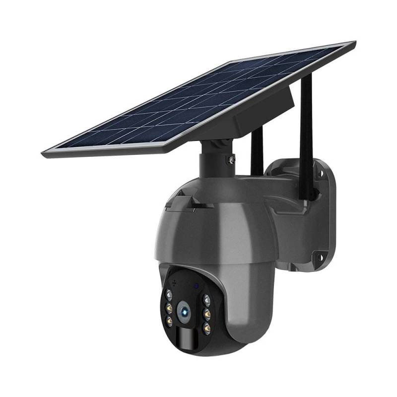 Udendørs Wifi Ptz Solcelledrevet Kamera - 360° Tryghed, Full Hd & Farvenattesyn, Ip65, Sort - V-Tac