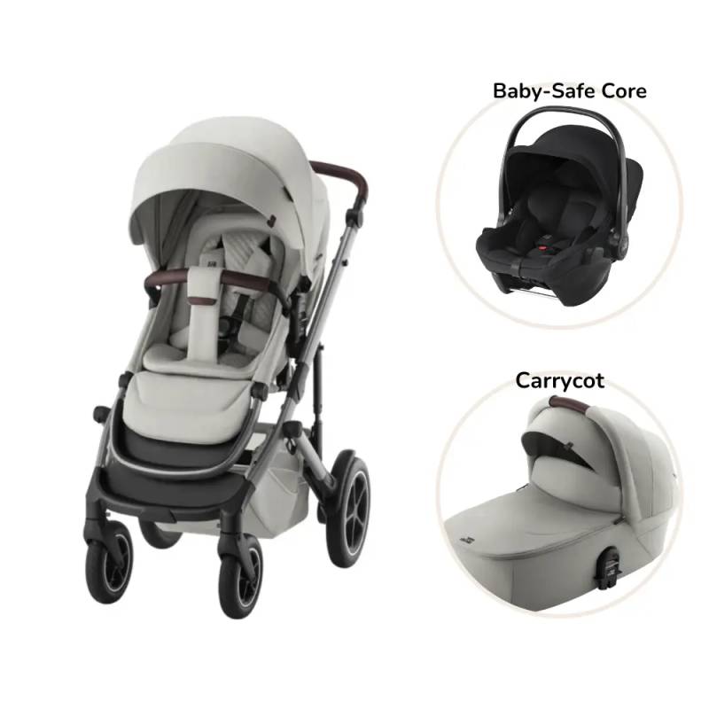 Smile 5z Lux Inkl. Liggedel Og Baby-Safe Core Autostol - Linen Grey/Space Black - Britax Römer