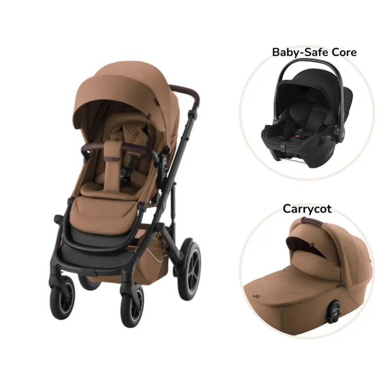 Smile 5z Lux Inkl. Liggedel Og Baby-Safe Core Autostol - Warm Caramel/Space Black - Britax Römer