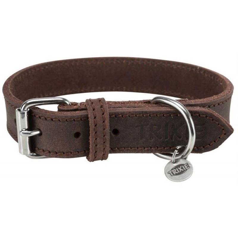 Rustikt Læder Halsbånd, Mørkebrun, 37-44 Cm - Trixie