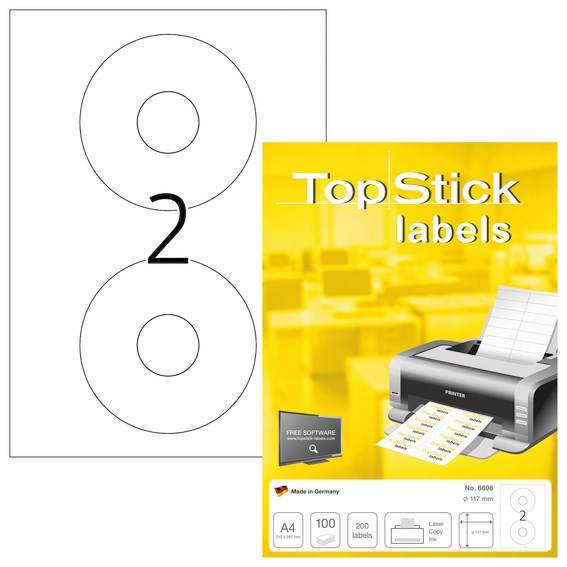 Etiketter Topstick Cd/Dvd ø117mm (100) - Basis