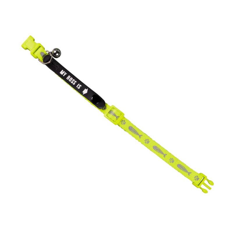 Kattehalsbånd M/Adresse - Neon Yellow - 20x6x1 Cm - Nobby