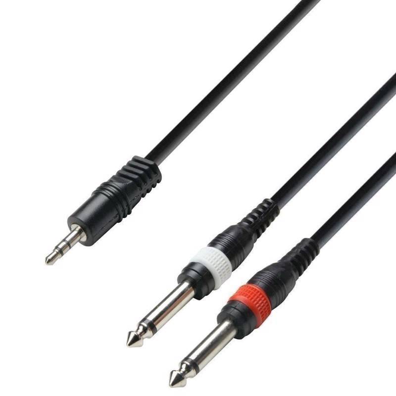 Signalkabel. Minijack Stereo - 2 X Jack Mono. 3 Meter - Adam Hall Kabler