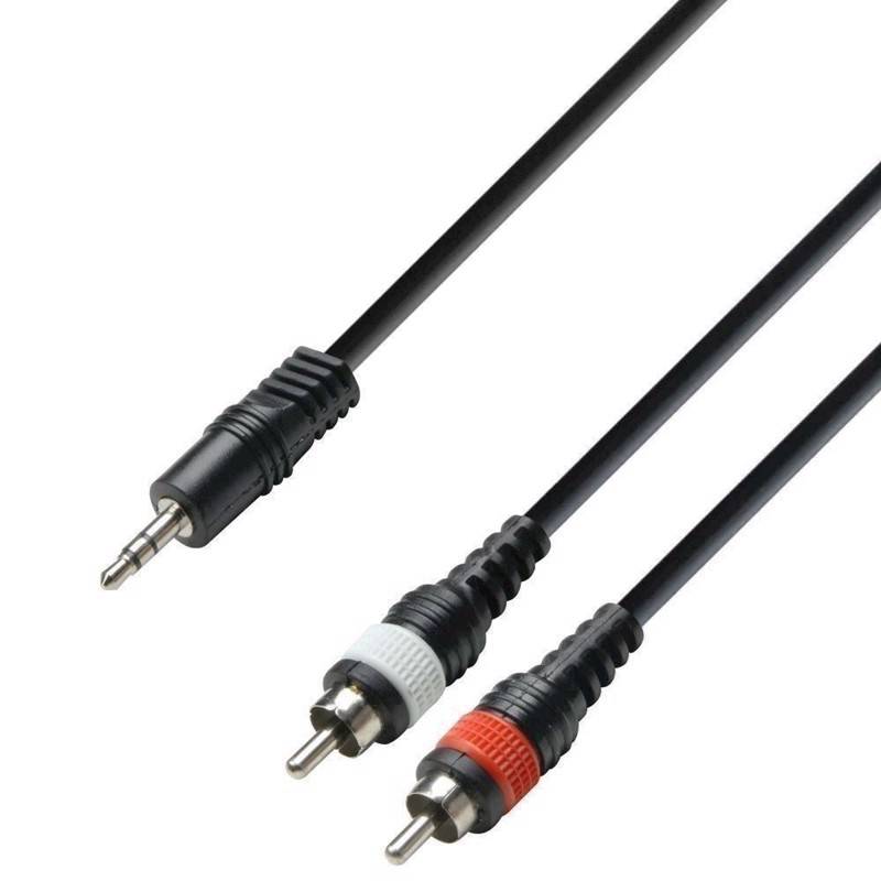 Signalkabel. Minijack Stereo - 2 X Phono. 6 Meter - Adam Hall Kabler