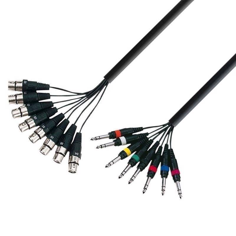 Ah Multicore Cable 8 X Xlr Female To 8 X 6.3 Mm Jack Stereo 3 M - K3 L8 Fv 0300 - Adam Hall Kabler