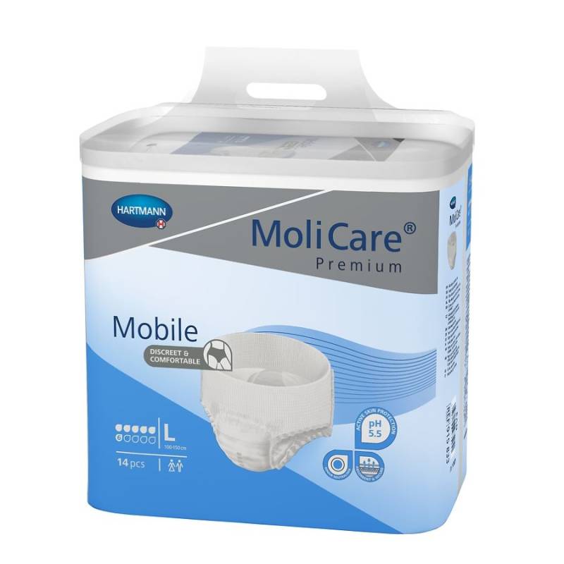 Molicare Premium Mobile 6 Dråber  - Buksebleer Str. Xs - Taljemål 45-70 Cm.