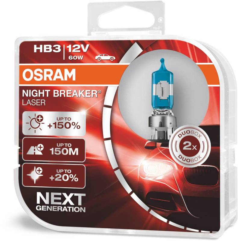 Osram Night Breaker Laser Hb3 Pærer +150% Mere Lys (2 Stk) Pakke