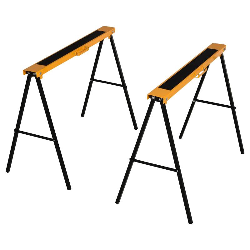 Arbejdsbænk, Savbukke, Donkraft, Sammenklappelig, Skridsikker, Stål, Orange, Sort, 99,5 X 50 X 78 Cm, Belastningsevne 125 Kg - Aosom