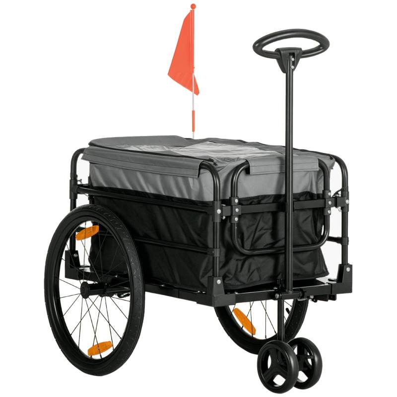 Cargo Trailer Sækkevogn 130 X 64 X 103 Cm Stål Sort+grå - Aosom