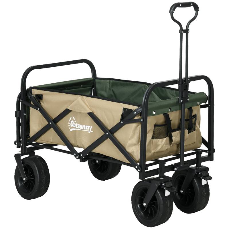 Foldbar Sækkevogn, 110 L, Op Til 100 Kg, Teleskophåndtag, Stålramme, 94 X 57 X 77-100 Cm, Khaki - Aosom