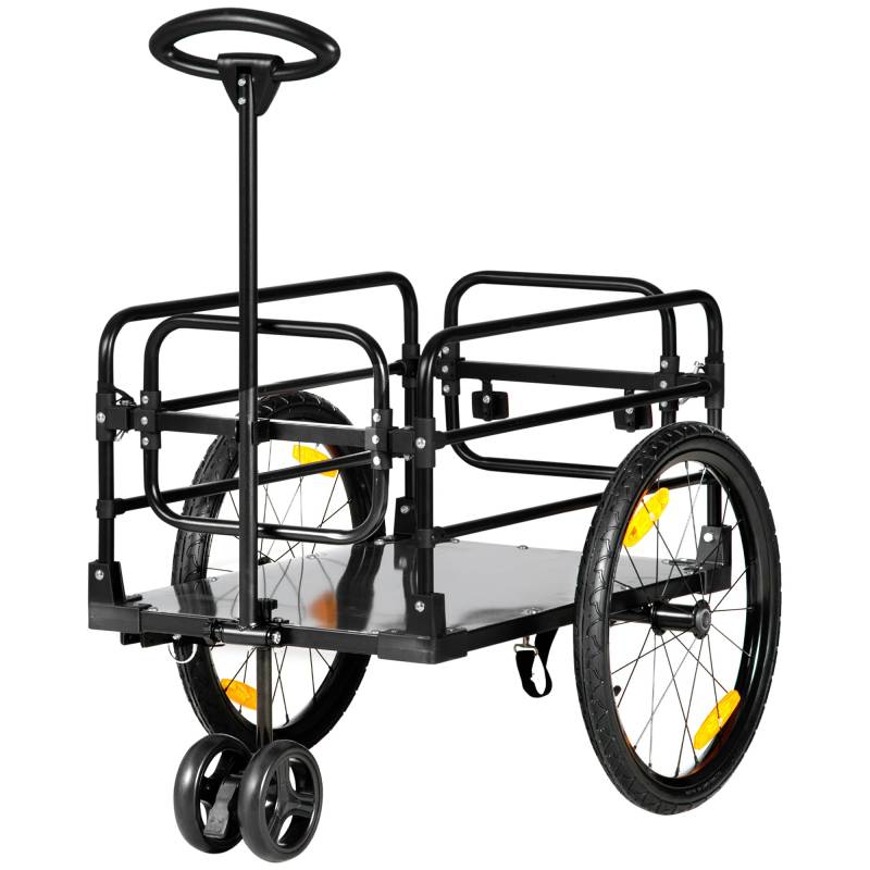 Cargo Trailer Sækkevogn 130 X 64 X 103 Cm Stål Sort+gul - Aosom