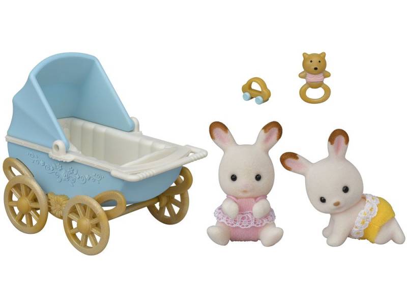 Sylvanian Families Sæt Chokoladekanin-Tvillinger (barnevogn)
