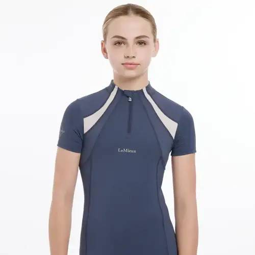 Lemieux Young Rider Mia Kortærmet Ridebluse - Dusk Blue - 7-8 år