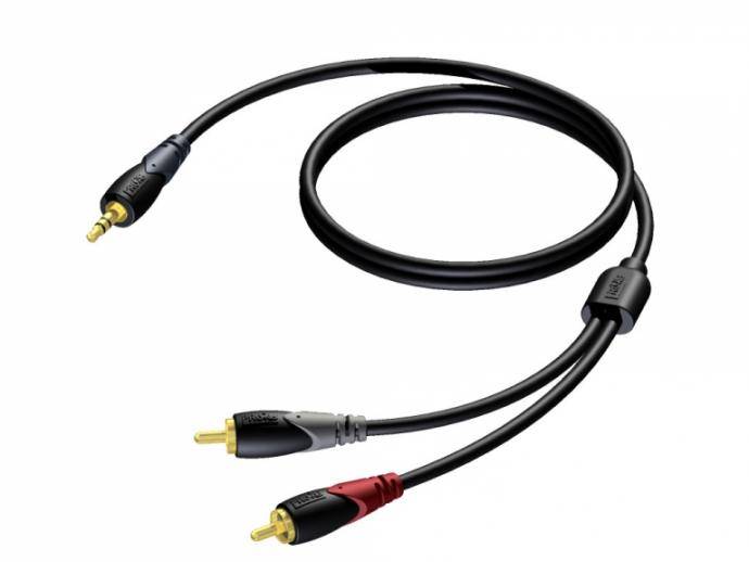 Procab Cla711 - Minijack 3,5mm Stereo Han Til 2xphono/Rca Han Kabel 3 Meter