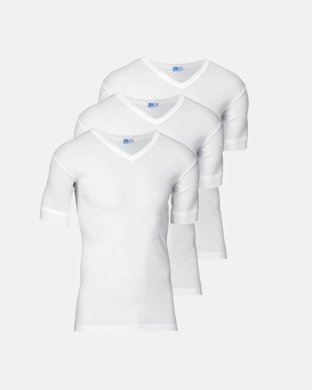 T-Shirts "v-Neck" 3-Pak | 100% Bomuld | Hvid - Jbs