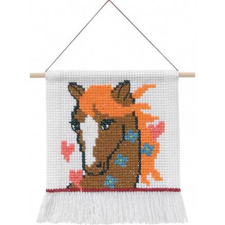 Permin Broderikit Aida Til Børn Hest 16x18cm