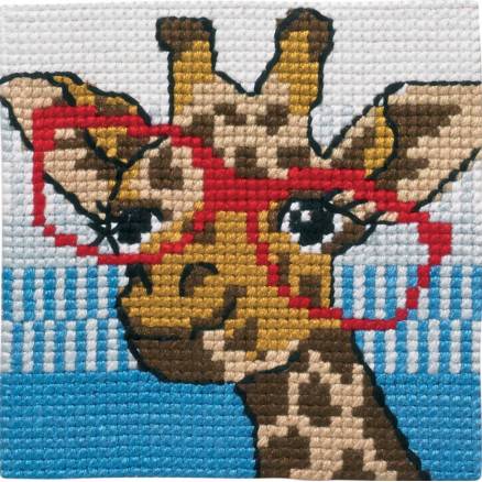 Permin Broderikit Påtegnet Stramaj Til Børn Giraf 25x25cm