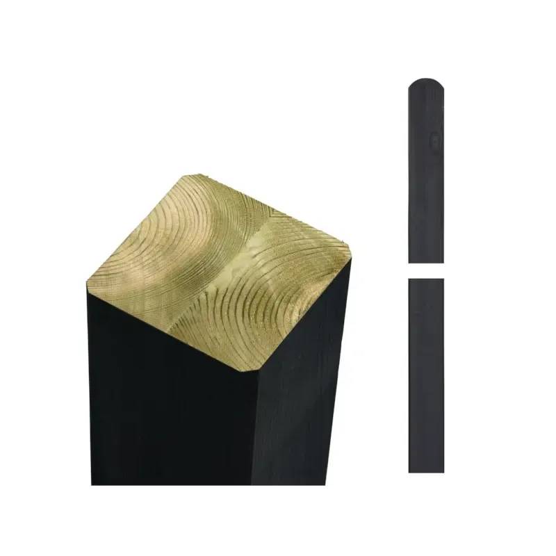 Plus Omlimede Stolper 90x90mm X208cm Grundmalet Sort 20367-15 - Plus A/S