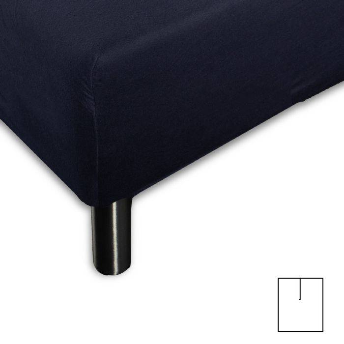Splitlagen - U-Split - 180x200 Cm - Mørkeblåt - 100% Bomuld Jersey Lagen - Stræklagen Til Elevationsseng - Nordstrand Home