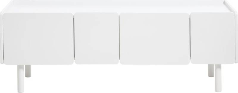 Nordique Design Tv-Bord Bera Hvidt Fsc-Certificeret Mdf Med Skjulte Døre Og Jernben 160 Cm