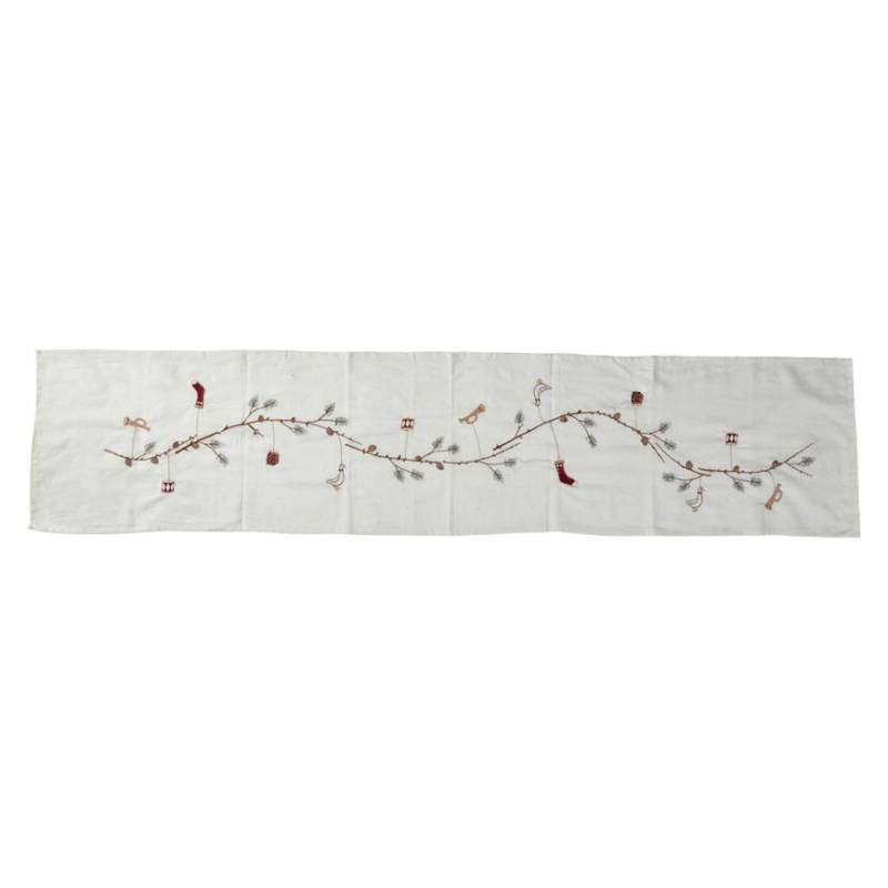 Bordløber Med Broderi 203406  J25 35x160cm Hvid - Speedtsberg