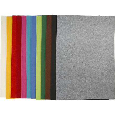 Hobbyfilt, Ark 42x60 Cm, Tykkelse 3 Mm, Ass. Farver, 120ark/ 1 Pk. - Diverse