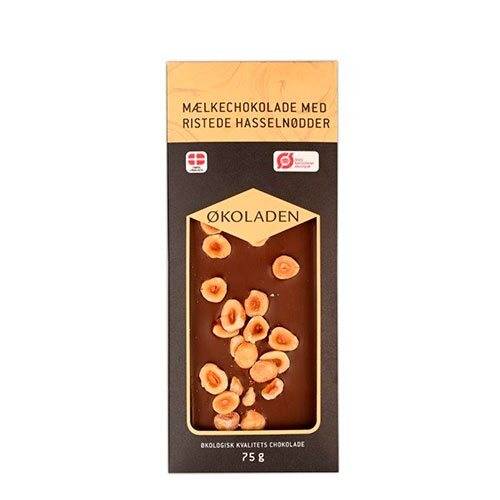 økoladen Chokolade Mælk M. Ristede Hasselnødder  - økologisk