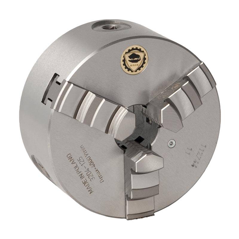 Bison 3-Bakket Centrerpatron ø125 Mm-Støbejern-Din 6350-Montering På Bagsiden (cylindrisk Holder)-3204-125 - Diesella