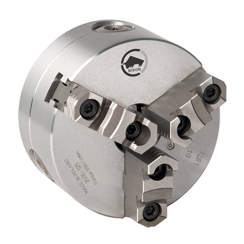Bison 3-Bakket Centrerpatron ø125 Mm-Stål-Din 6350-Montering På Bagsiden (cylindrisk Holder)-3505-125 - Diesella