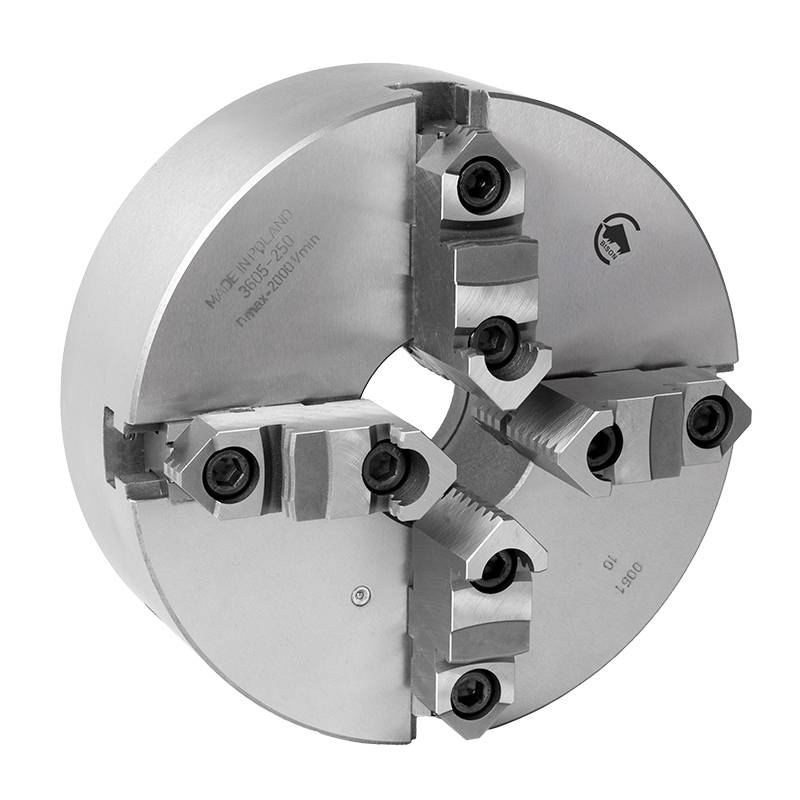 Bison 4-Bakket Centrerpatron ø160 Mm - Støbejern - Din 6350 - Montering På Bagsiden (cylindrisk Holder) - 3605-160 - Diesella