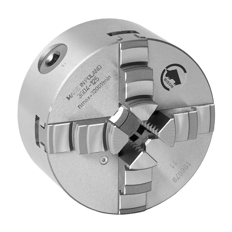 Bison 4-Bakket Centrerpatron ø500 Mm - Støbejern - Din 6350 - Montering På Bagsiden (cylindrisk Holder) - 3604-500 - Diesella