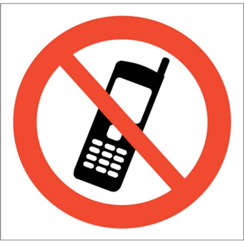 No Mobile Phones  - Efterlysende Plast Hi150 - 150 X 150 Mm - Jo Safety