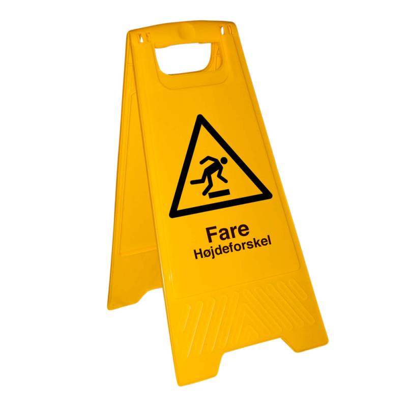 Fare. Højdeforskel - Fritstående Skilt - Plast 600 X 300 Mm - Jo Safety