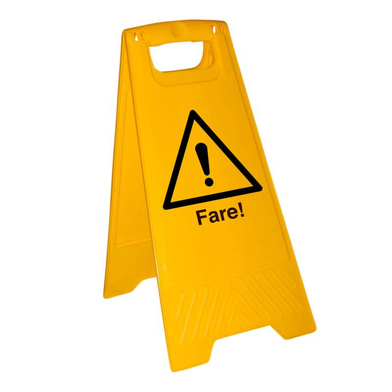 Fare Advarselsskilt - Fritstående Skilt - Plast 600 X 300 Mm - Jo Safety