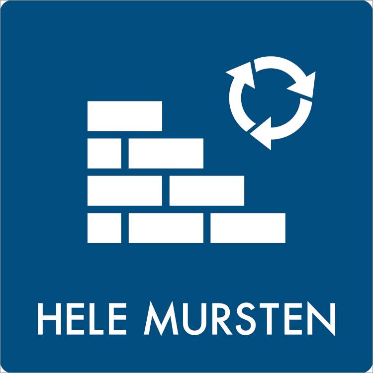 Affaldsskilt Hele Mursten Selvklæbende Vinyl  120 X 120 Mm Af3902v120x120 - Jo Safety