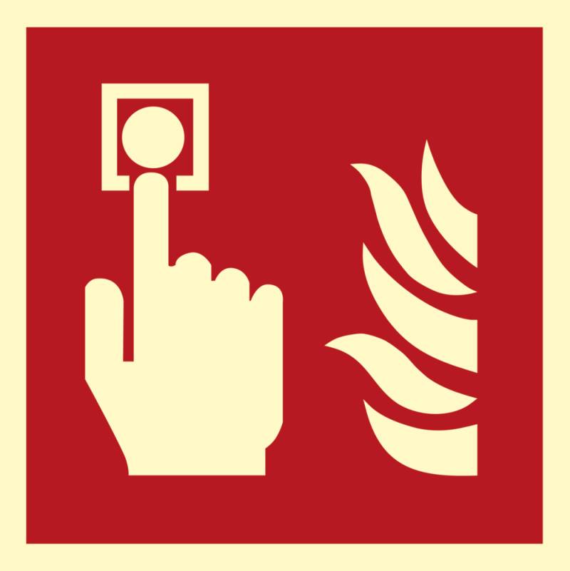 Brandskilt - Brandalarm Alarmknap - Efterlysende Plast - 150 X 150 Mm - Jo Safety