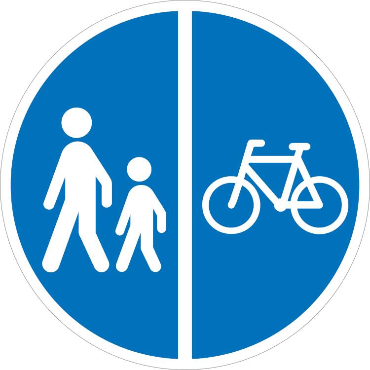 Vejskilt D26 Delt Sti Gående Og Cykler - 2 Mm Refleks Alu. - ø 30 Cm Eg - Jo Safety