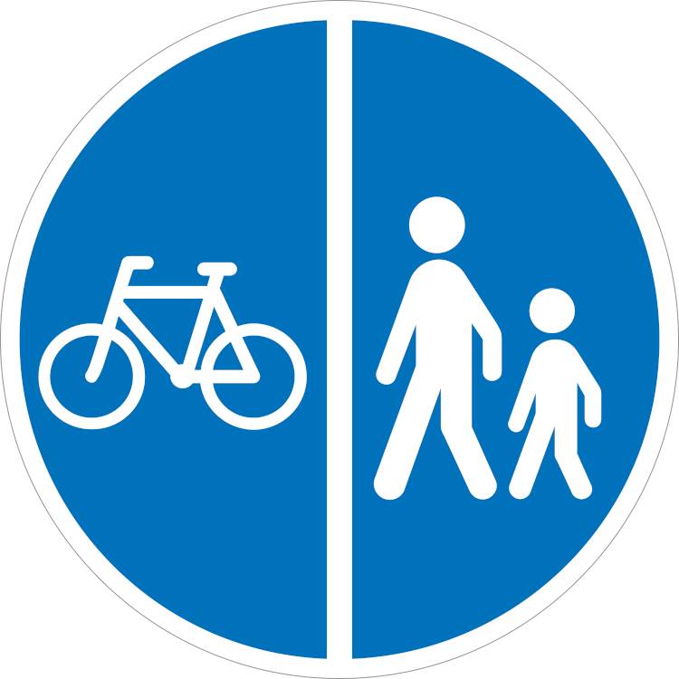 Vejskilt D26,2 Delt Sti Cykler Og Gående - 2 Mm Refleks Alu - ø 30 Cm - Dobbeltsidet - Jo Safety