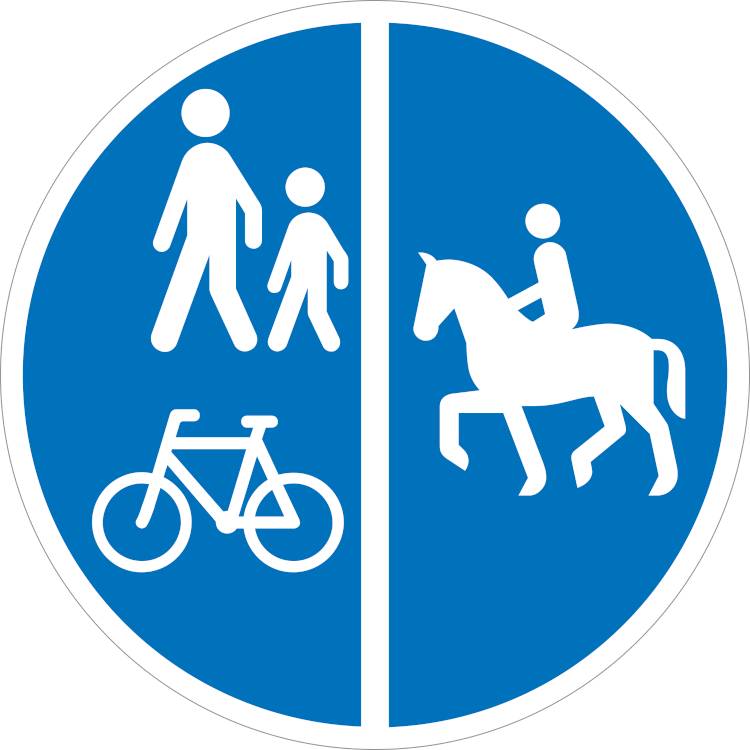 Vejskilt D26,4 Delt Sti Cykler/Gående Og Ridende - 2 Mm Refleks Alu - ø 50 Cm - Jo Safety