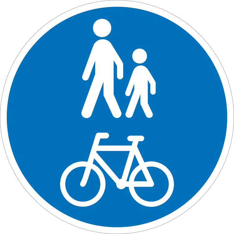 Vejskilt D27 Fællessti Gående Og Cykler - 2 Mm Refleks Alu - ø 30 Cm - Dobbeltsidet - Jo Safety