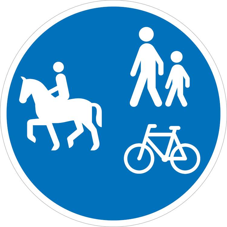 Vejskilt D27,1 Fællessti Ridende, Cykler Og Gående - 2 Mm Refleks Alu - ø 50 Cm - Jo Safety