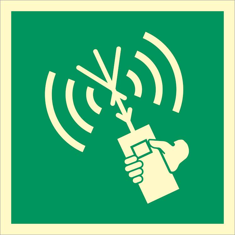 Two-Way Vhf Radiotelephone Apparatus (survival Craft Portable Radio)  - Efterlysende Vinyl Hi150 - 150 X 150 Mm - Jo Safety