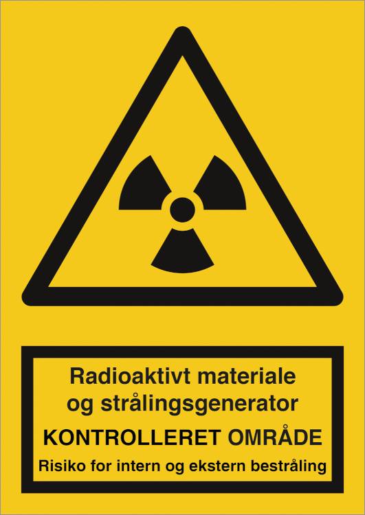 Advarselsskilt - Radioaktivt Materiale Og Stråling.. - Kontrolleret - Ekstern - Vinyl Klistermærke - 297 X 210 Mm (a4) - Jo Safety