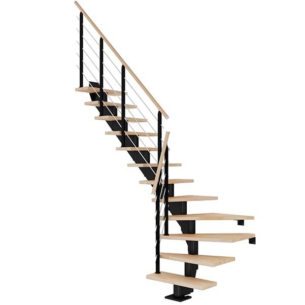 Dolle Hamburg Kvartsvingstrappe I Sort-Design-Olieret Bøg-85-11 - Lodret Højde Op Til 258 Cm