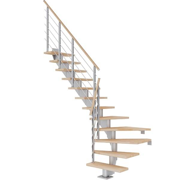 Dolle Hamburg Kvartsvingstrappe I Pearl Grey-Design-Olieret Bøg-85-11 - Lodret Højde Op Til 258 Cm