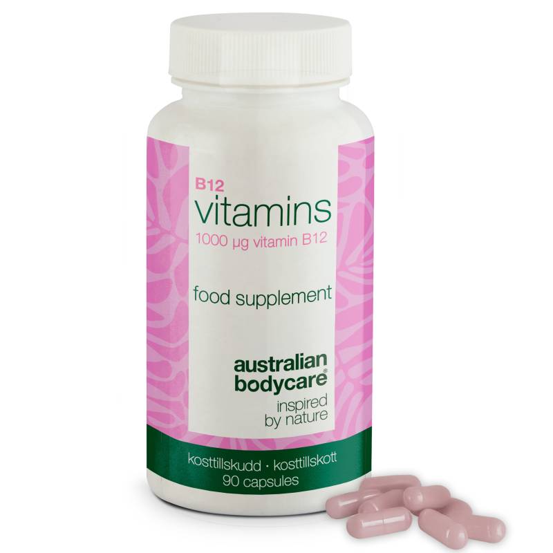 B12 Vitamin Kosttilskud  -  90 Veganske Kapsler ã  1000 âµg â€” Vitamin B12 I Høj Dosis  -  1000 âµg Pr. Kapsel. 90 Stk. Kosttilskud Velegnet Til Veganere. 90 Dages Forbrug. - 2 Stk. - Australian Bodycare